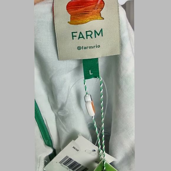 Farm Rio Soft Garden Linen-Blend Minidress Size Large Puff Sleeve Vacation - Picture 5 of 16